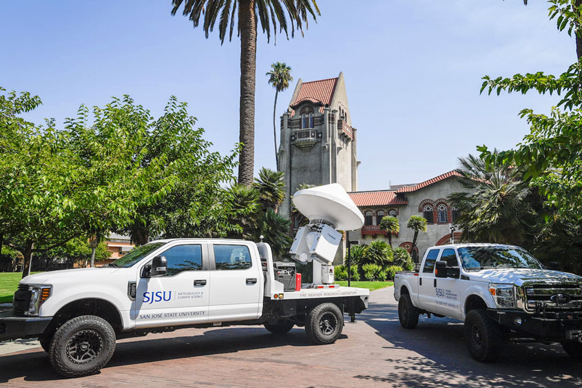 Wildfire Interdisciplinary Research vehicles and SJSU tower