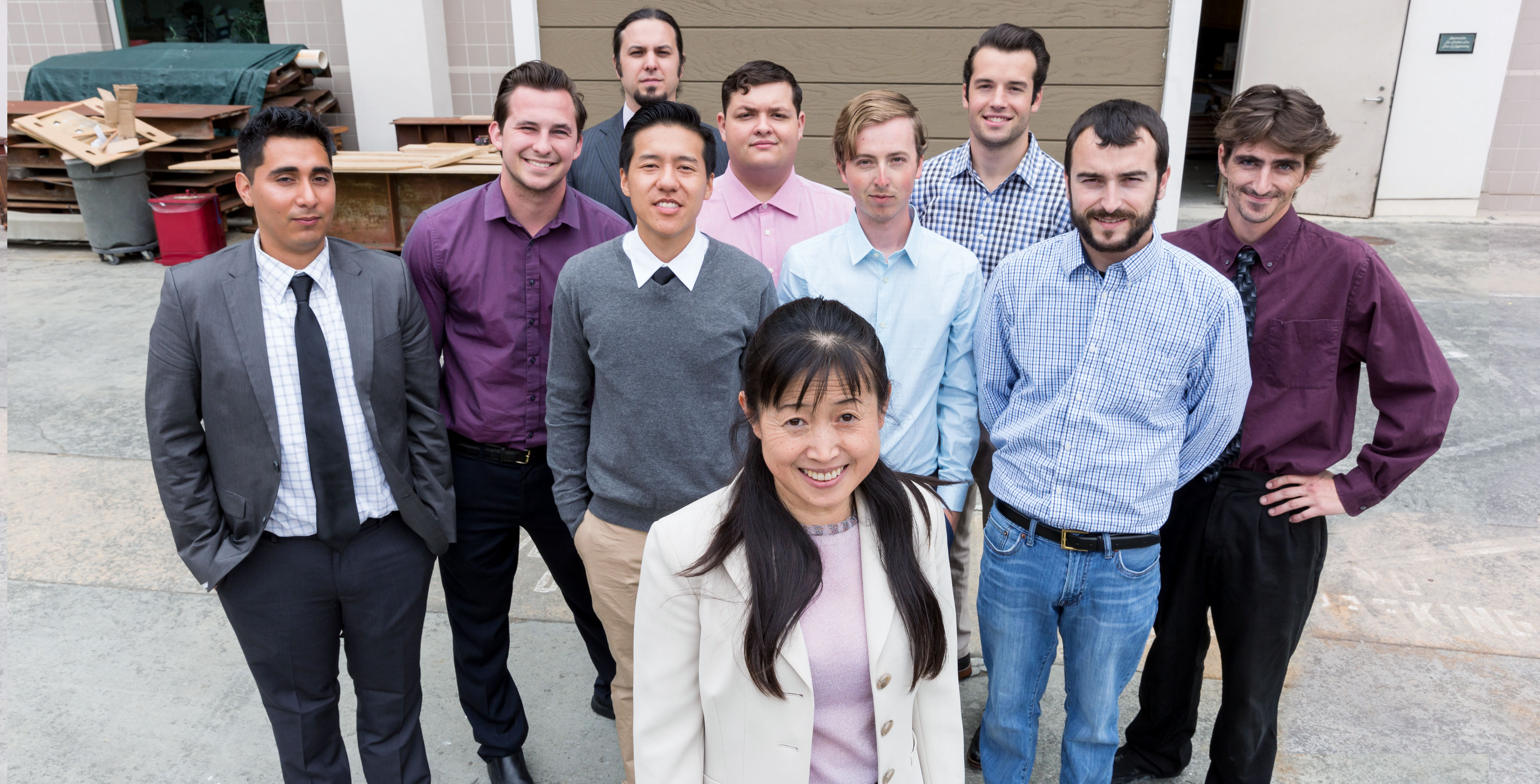 SJSU students with professor Winncy Du, Mechanical Engineering.