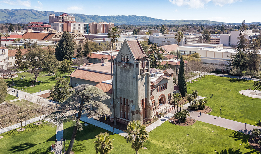 Aerial view of Tower Hall.