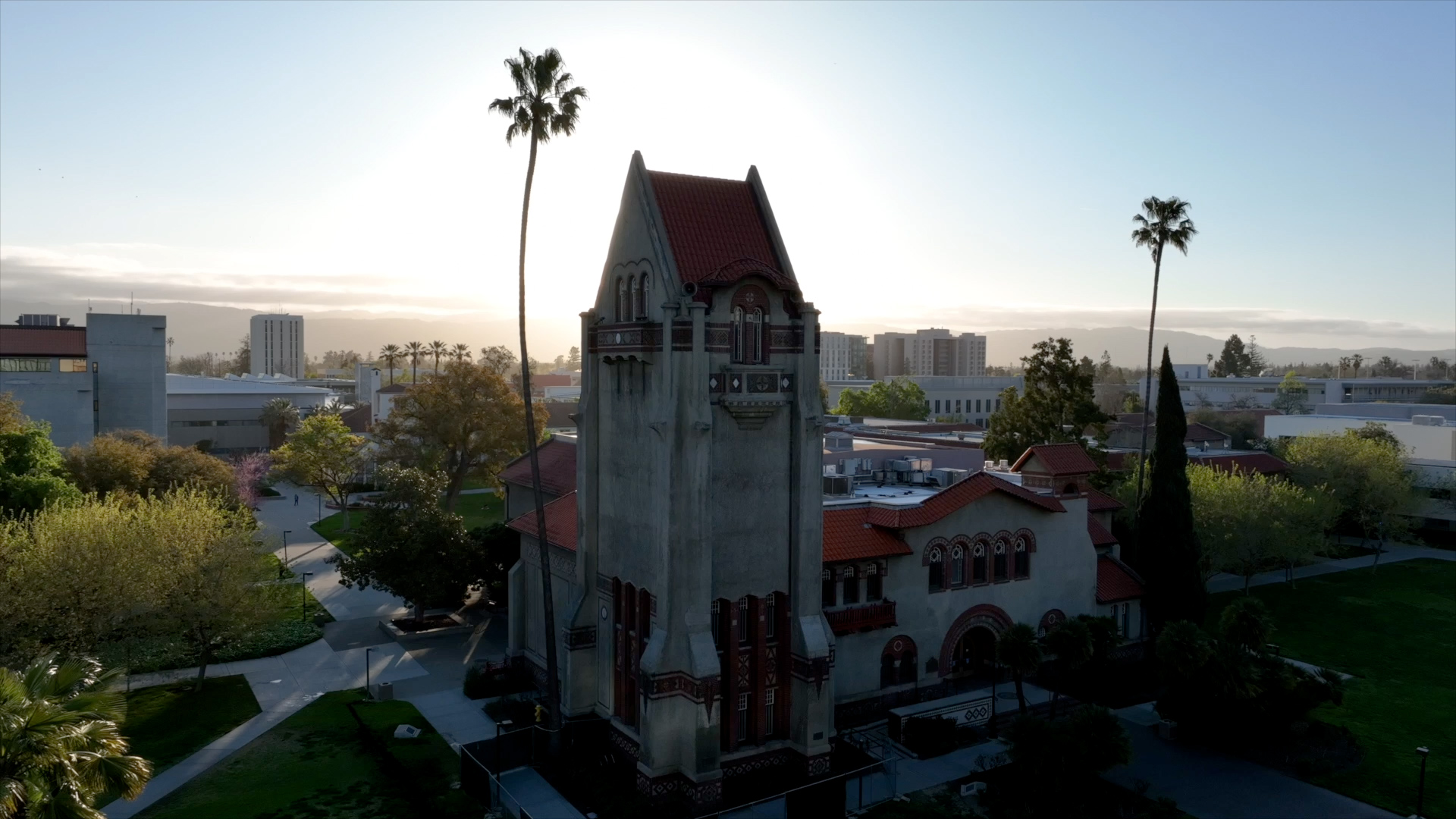 Various clips of student life on campus, glimpses of classroom activity, labs, technology, football games and celebrations.