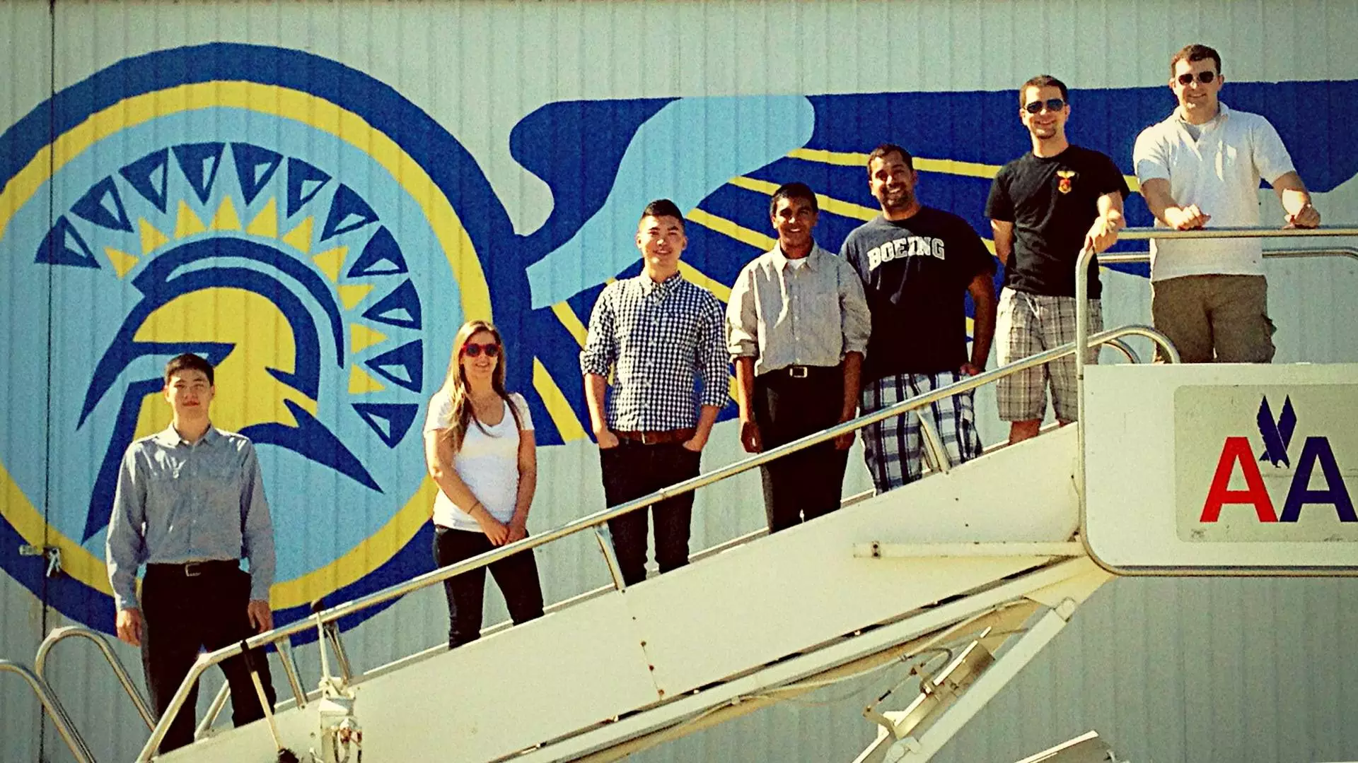 Aviation Students in front of Hanger