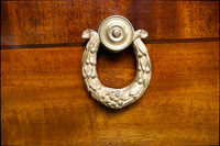 Brass latch handle of Broadwood fortepiano