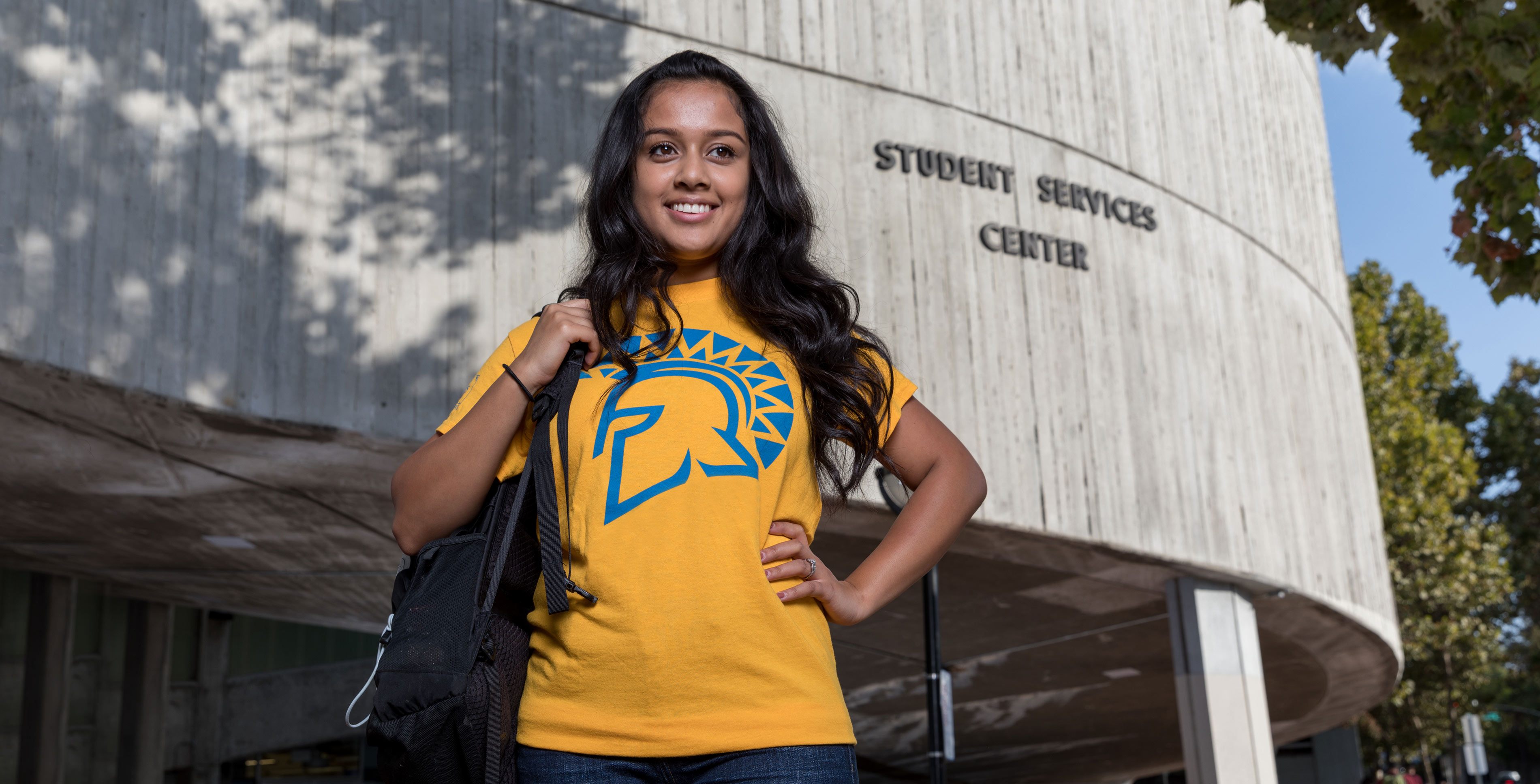 A student at the student services center