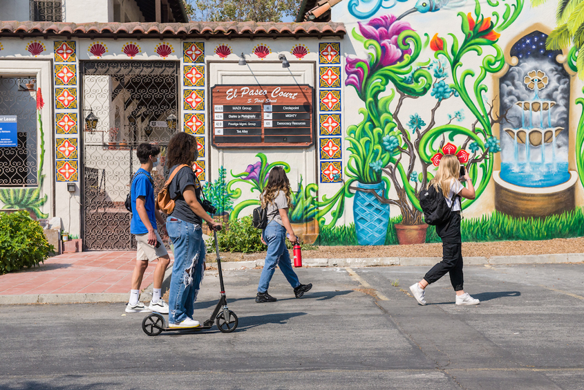 A group of students walking downtown San Jose