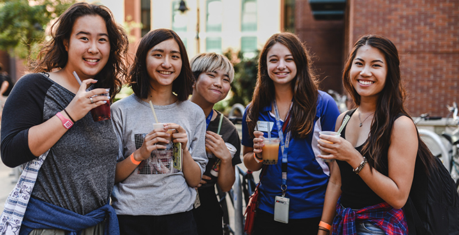 students enjoying campus life