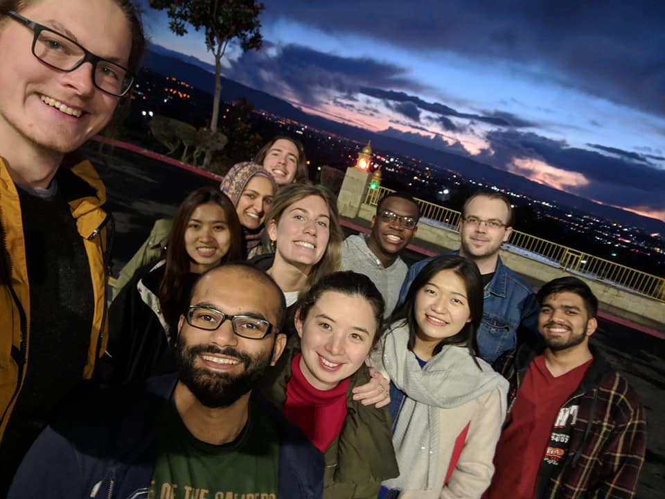 Group photo of residents from Spring 2019 visiting a temple.