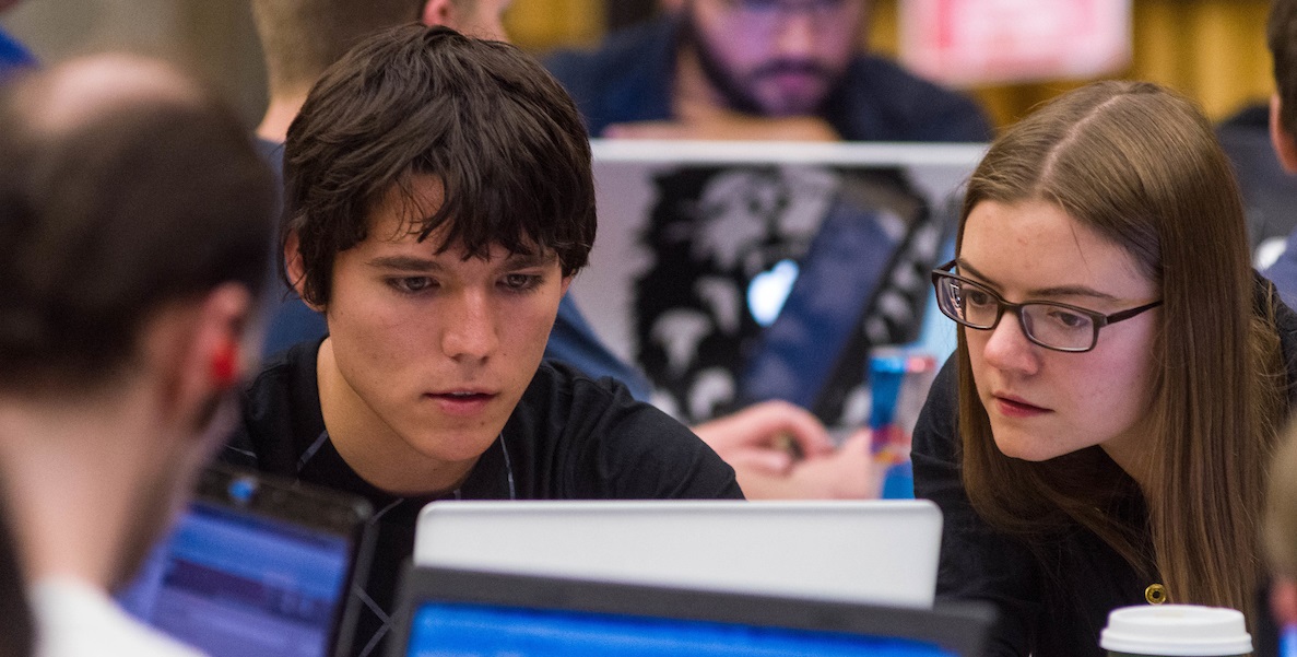 Students Studying with Computers 