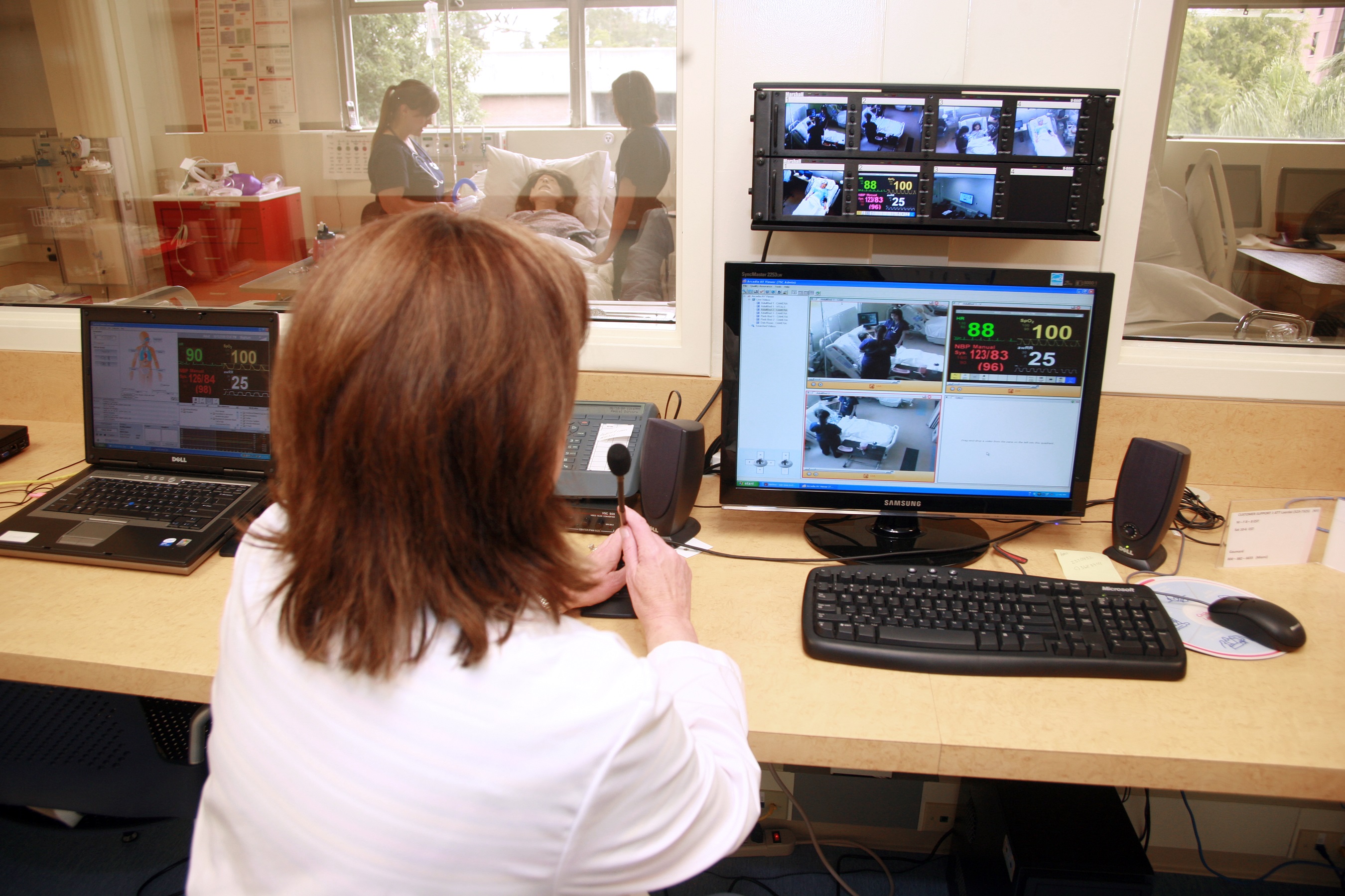 A student looking at medical data