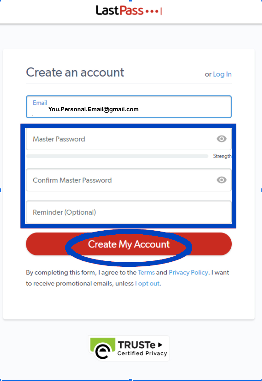 LastPass Master Password Setup