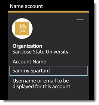 DUO Mobile Prompt to name the account being set up.