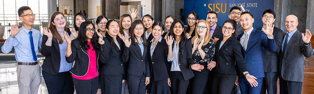 Group of student posing in student union