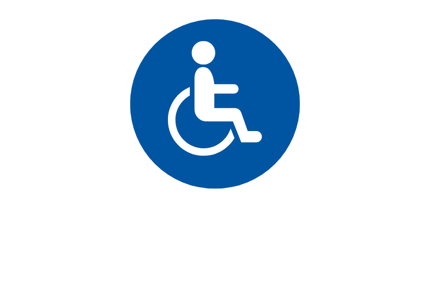 Icon graphic of a person in a wheelchair