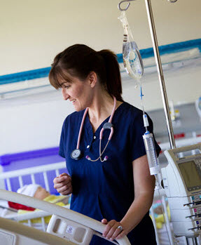 Nursing student, Vanessa Brewer, at bedside