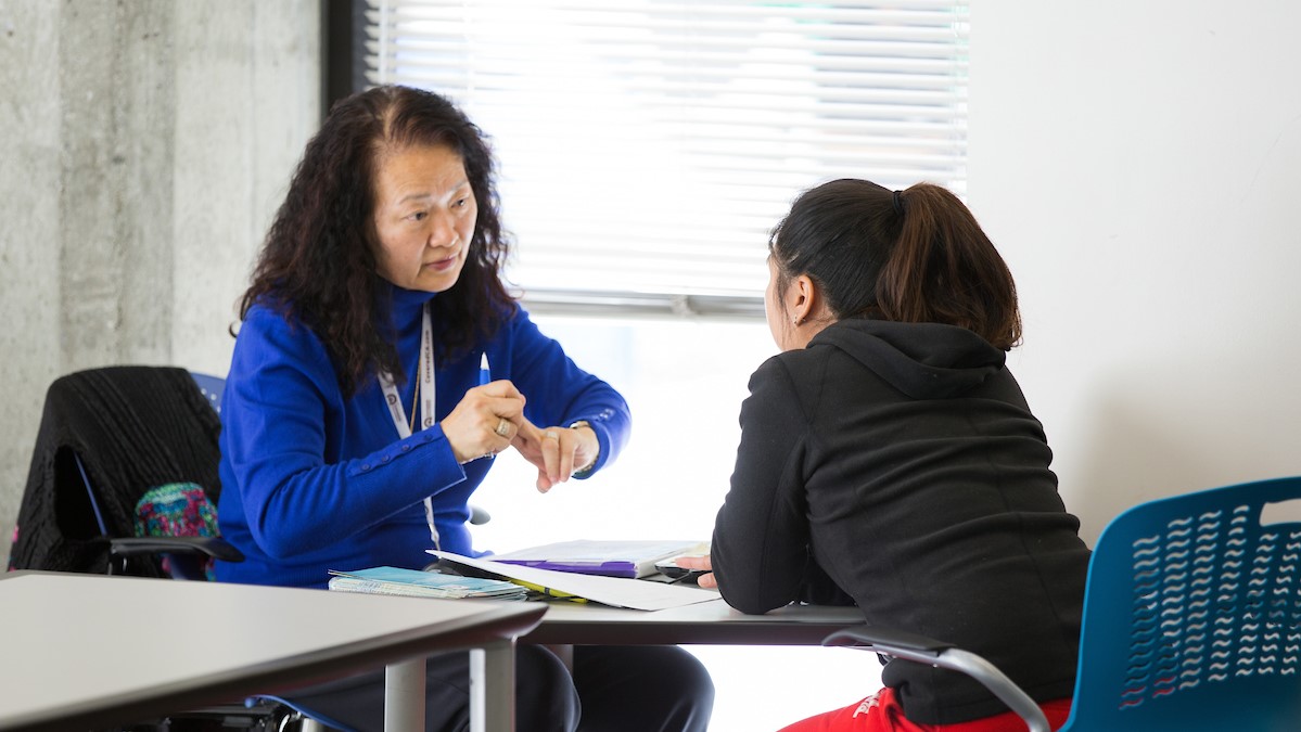 Student with a counselor