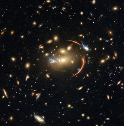 Telescope image of gravitational lensing.