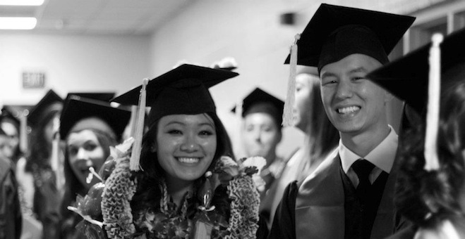 Convocation students in cap and gown