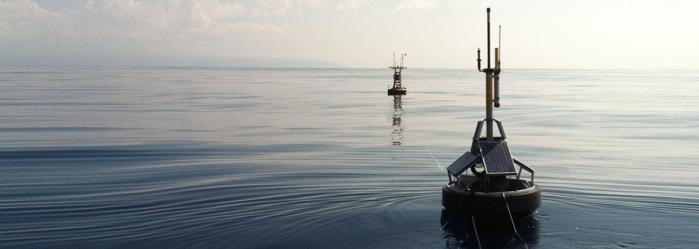 A solar powered buoy floating at sea