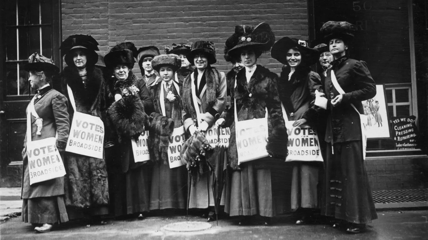 Black and White Picture of Women Voting Rights