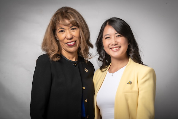 Nina Chuang, '23 Nutrition and Food Science, with SJSU President Cynthia Teniente-Matson. Photo by Robert Bain.