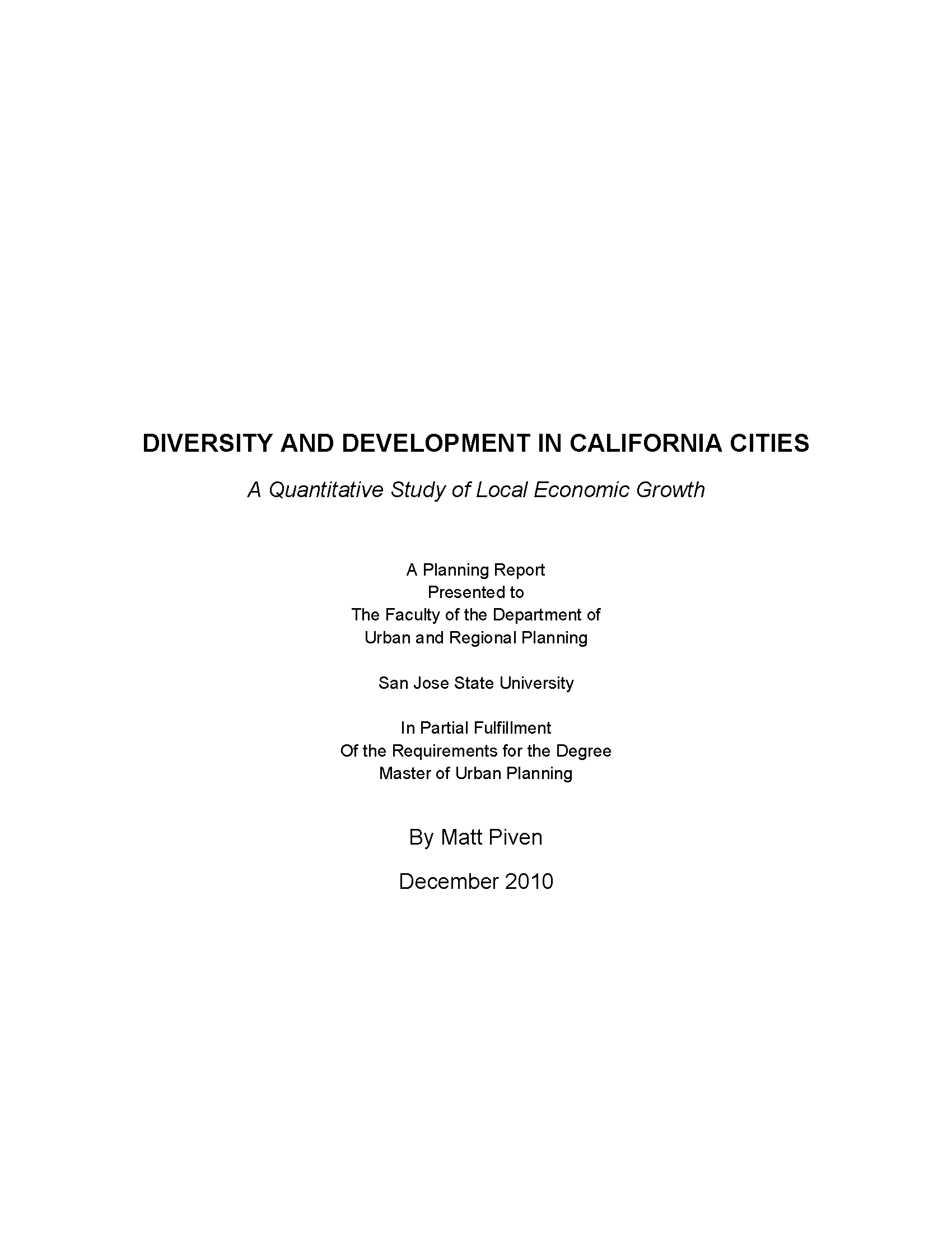 Diversity and Development in California Cities